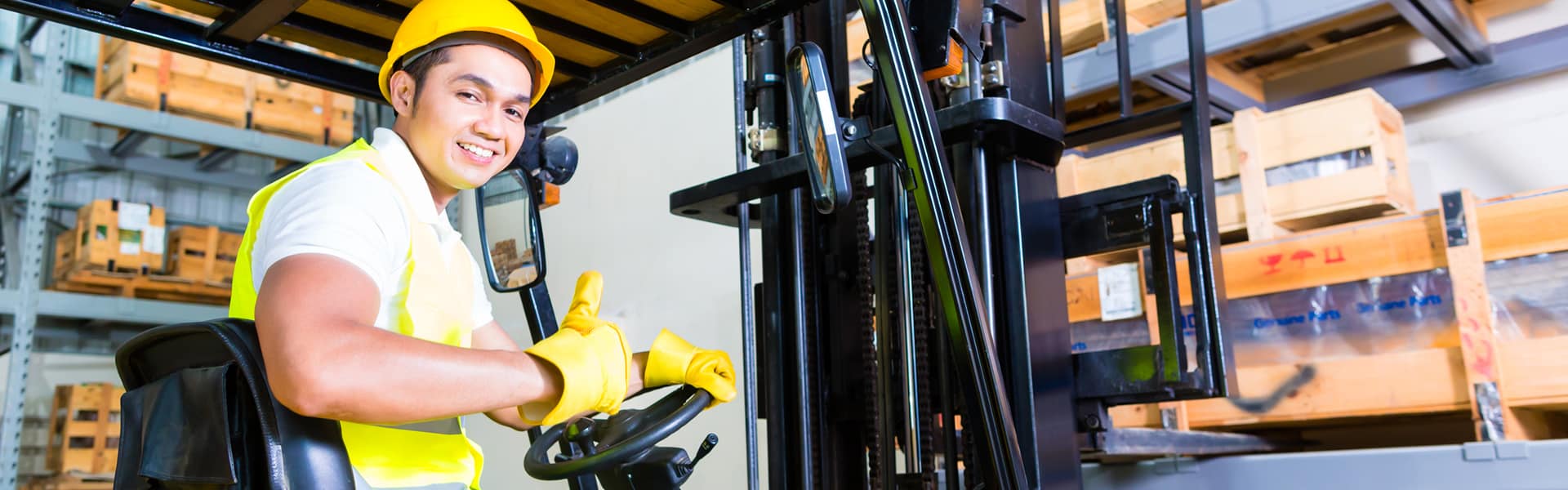 Industrial forklift safety and training demonstration